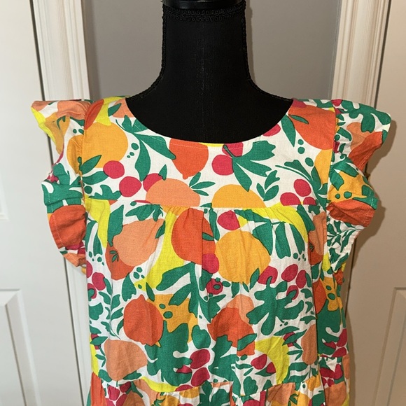 J Crew Linen Blend Bright Fruit Print Shift Dress Size 14🍊🍋 NWT - Picture 2 of 11